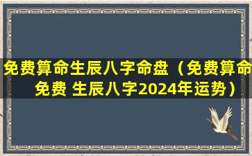 免费算命生辰八字命盘（免费算命免费 生辰八字2024年运势）